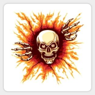 Skull Rising from Hell Vector Illustration Sticker